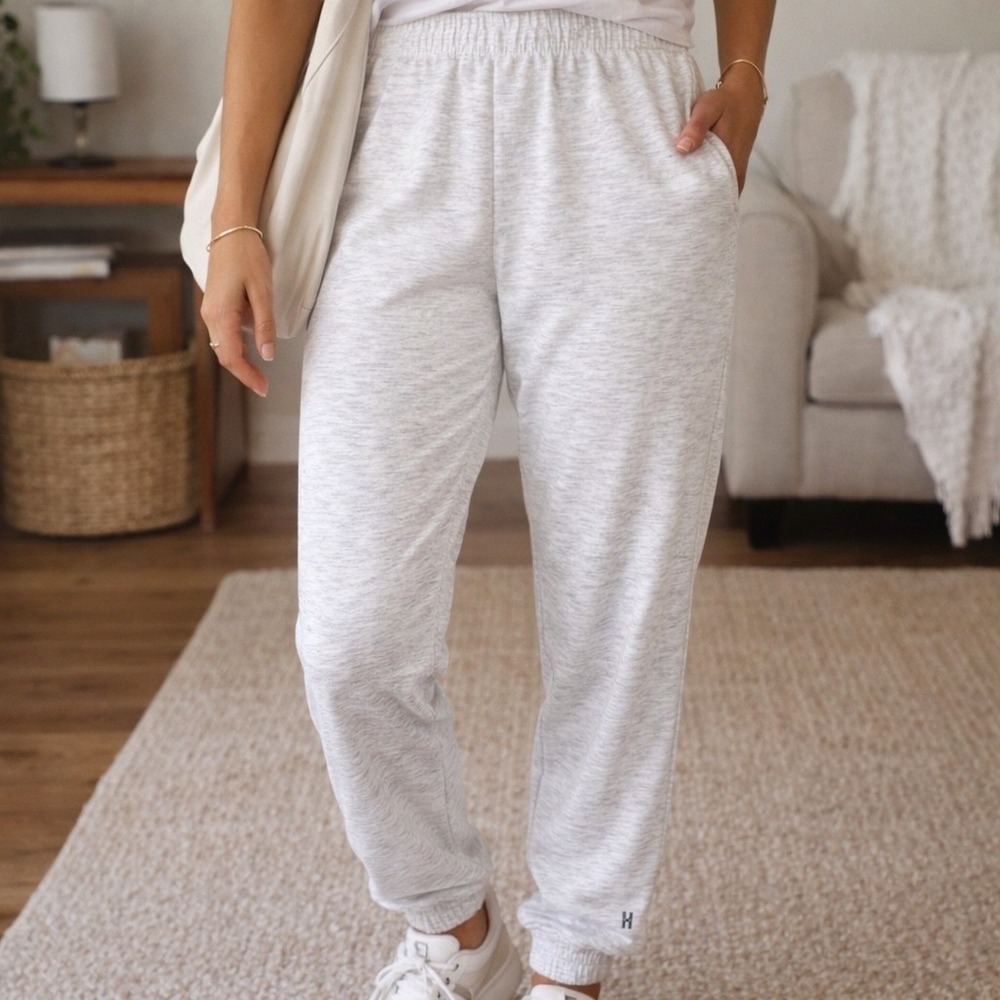 HUE Wear Ever U R Whitesand Heather Joggers Lounge Pants HL74145F Large NWT